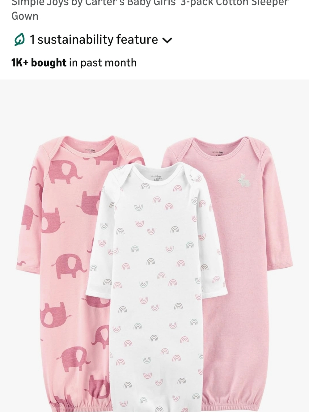 Carter's Baby Girls 3-Pack Cotton Sleeper  - Pink & White And 3 Long Sleeve Onsi